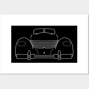1936 Cord 810 classic American automobile white outline graphic Posters and Art